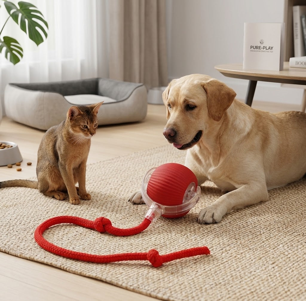 Pelota inteligente rodante para mascotas